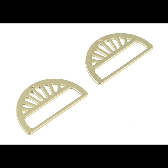 QTY (4) Half Moon Gold-tone Brass Charm for Jewelry Making NIP - Picture 2 of 2